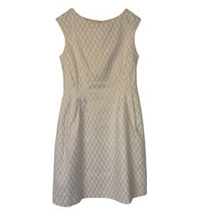 Vince Camuto cream gold metallic fit flare dress. Knee length. Size 6. Holiday